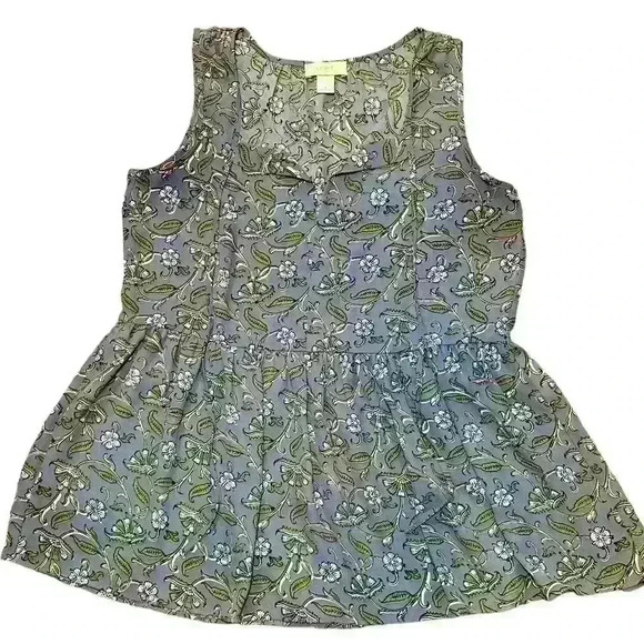Loft Outlet Sleeveless Blue Floral Print Blouse Size S - Picture 1 of 7